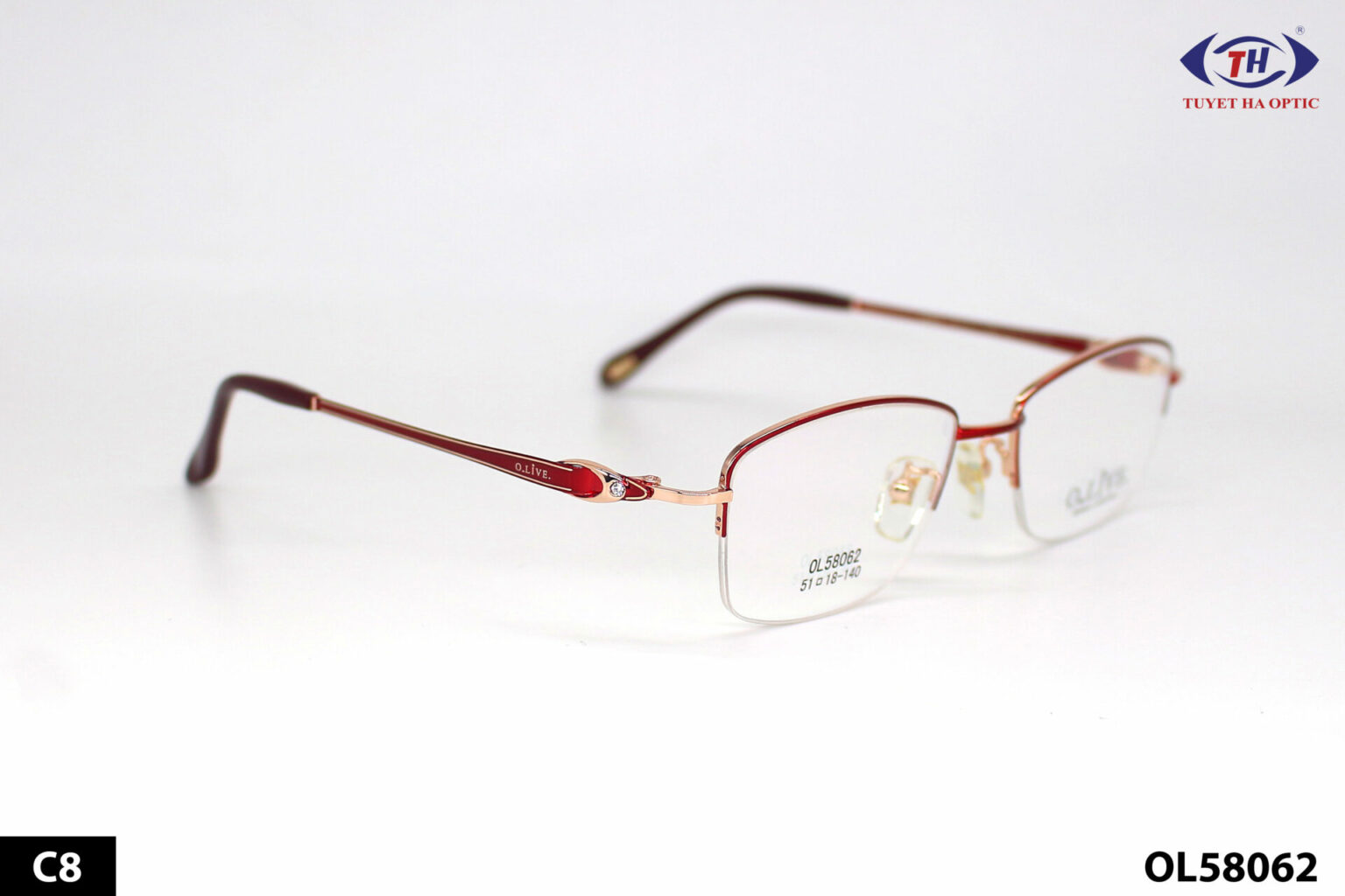 Gọng kính Titanium Olive 58062 - Tuyết Hà Optic